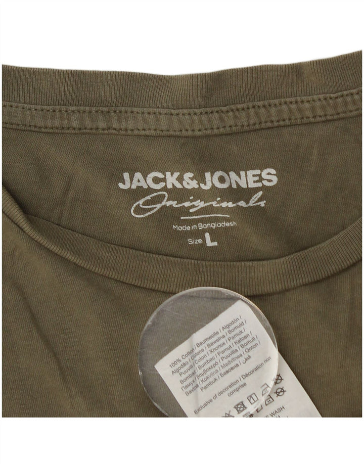 Jack & Jones Ανδρικό T-Shirt Top μεγάλο χακί βαμβακερό