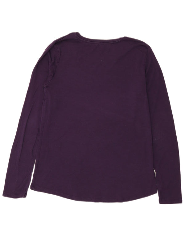 Eddie Bauer Γυναικείο μακρυμάνικο μπλουζάκι UK 14 μεγάλο μωβ βαμβακερό