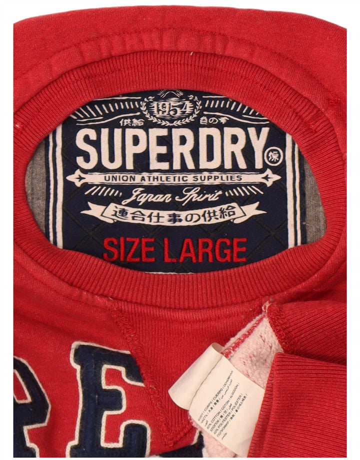 Ανδρικό γραφικό φούτερ Superdry Jumper μεγάλο κόκκινο βαμβακερό