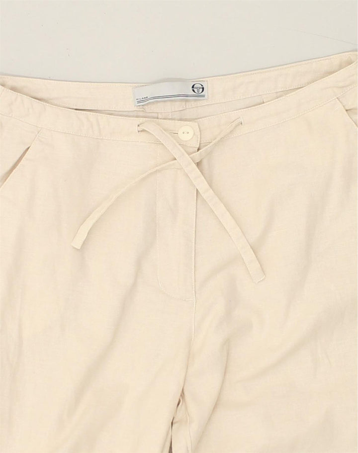SERGIO TACCHINI Womens Straight Chino Trousers UK 12 Medium W28 L31 Beige | Vintage Sergio Tacchini | Thrift | Second-Hand Sergio Tacchini | Used Clothing | Messina Hembry 