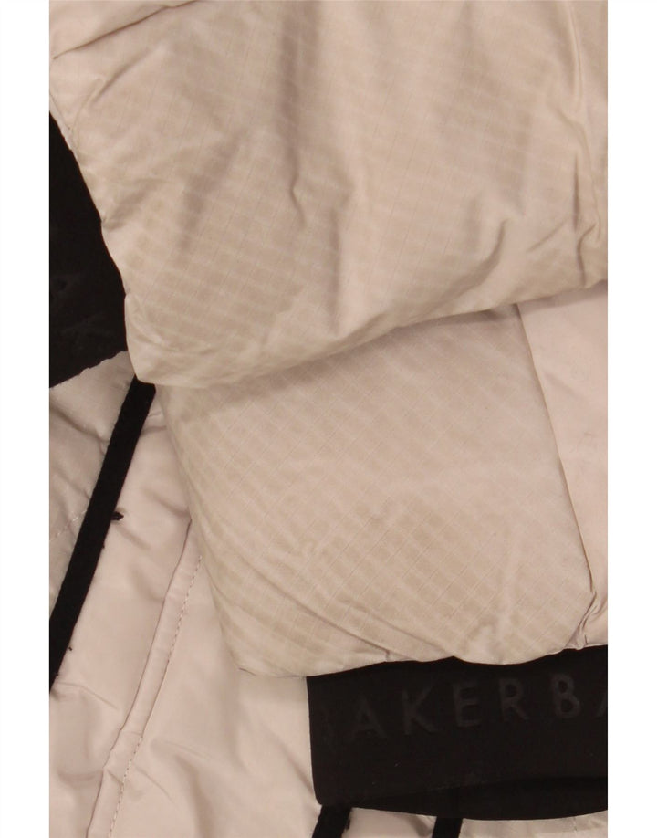 Ted Baker Girls Graphic Hooded Podded Coat 9-10 Years Beige Polyester