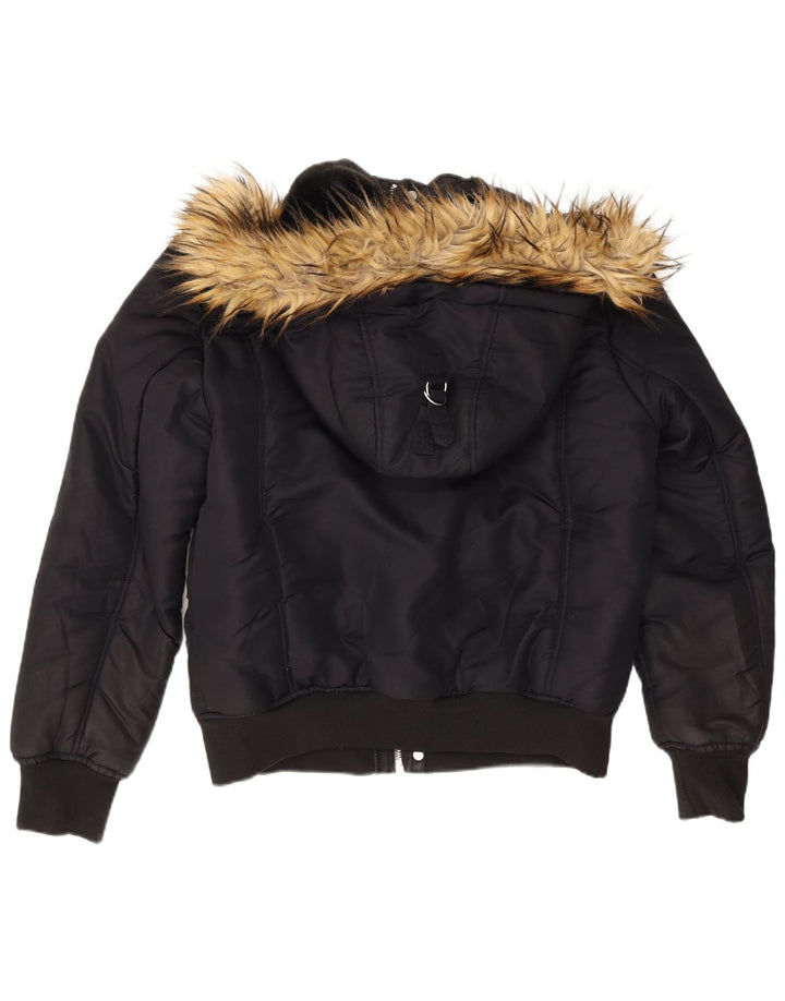 Zara Ανδρικό Bomber Jacket UK 40 Large Navy Blue Polyester