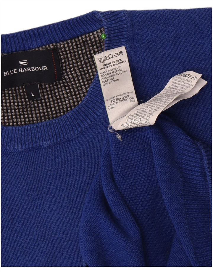Marks & Spencer Ανδρικό μπλε πουλόβερ με λαιμόκοψη Harbor Crew Large Blue
