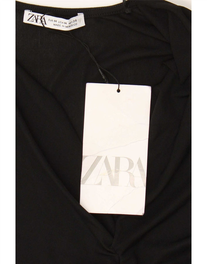 Zara Γυναικεία Μακρυμάνικη Μπλούζα Τοπ UK 12 Μεσαίου Μαύρου Πολυεστέρα