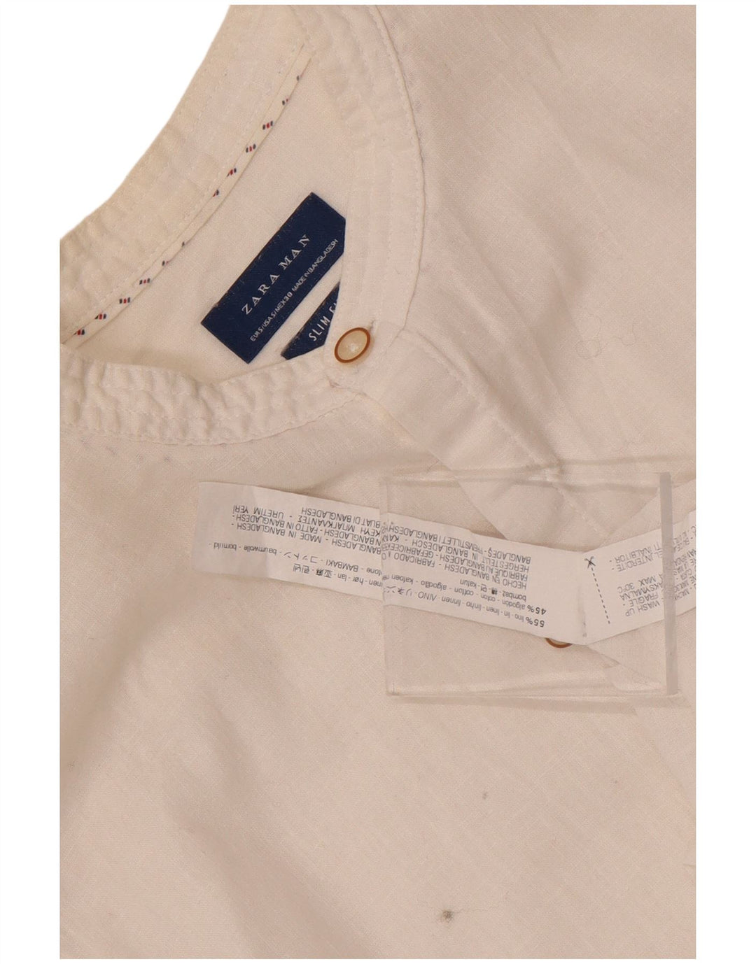 Ανδρικό πουκάμισο Zara Slim Fit Small White Len