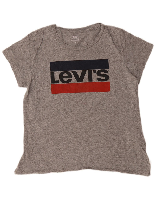 Γυναικείο γραφικό μπλουζάκι Levi's Top UK 14 μεσαίου γκρι βαμβακερό