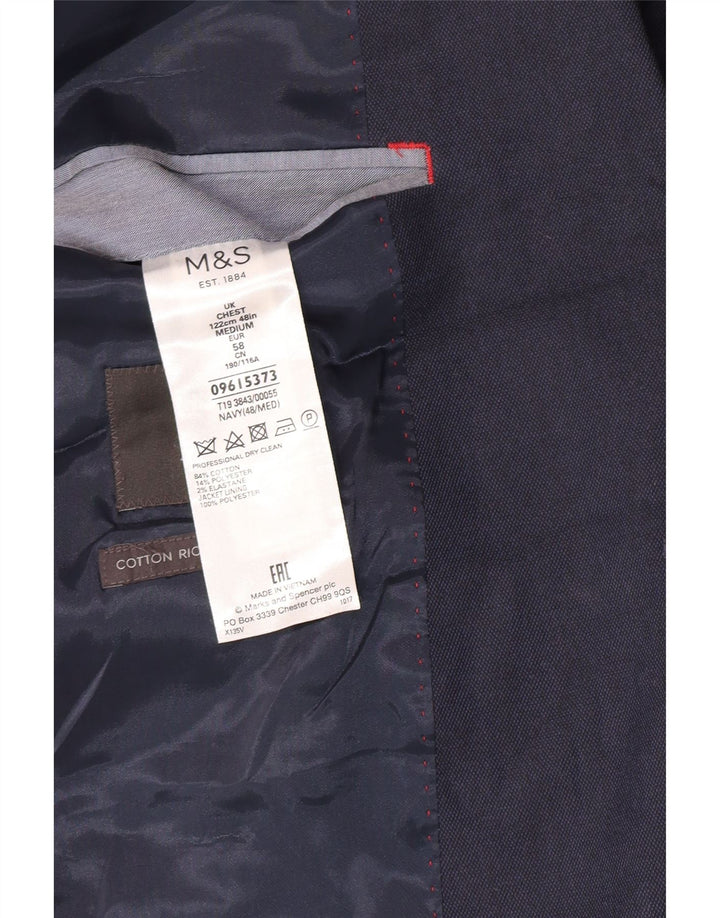 Marks & Spencer Ανδρικό σακάκι με 2 κουμπιά UK 48 4XL Navy Blue Cotton