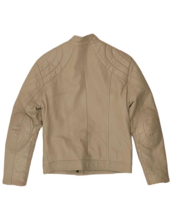 Vintage Γυναικείο Δερμάτινο Μπουφάν Biker UK 8 Small Beige