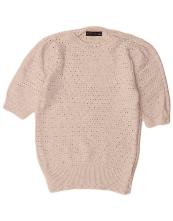 Marks & Spencer Γυναικείο πουλόβερ με λαιμόκοψη UK 10 Small White
