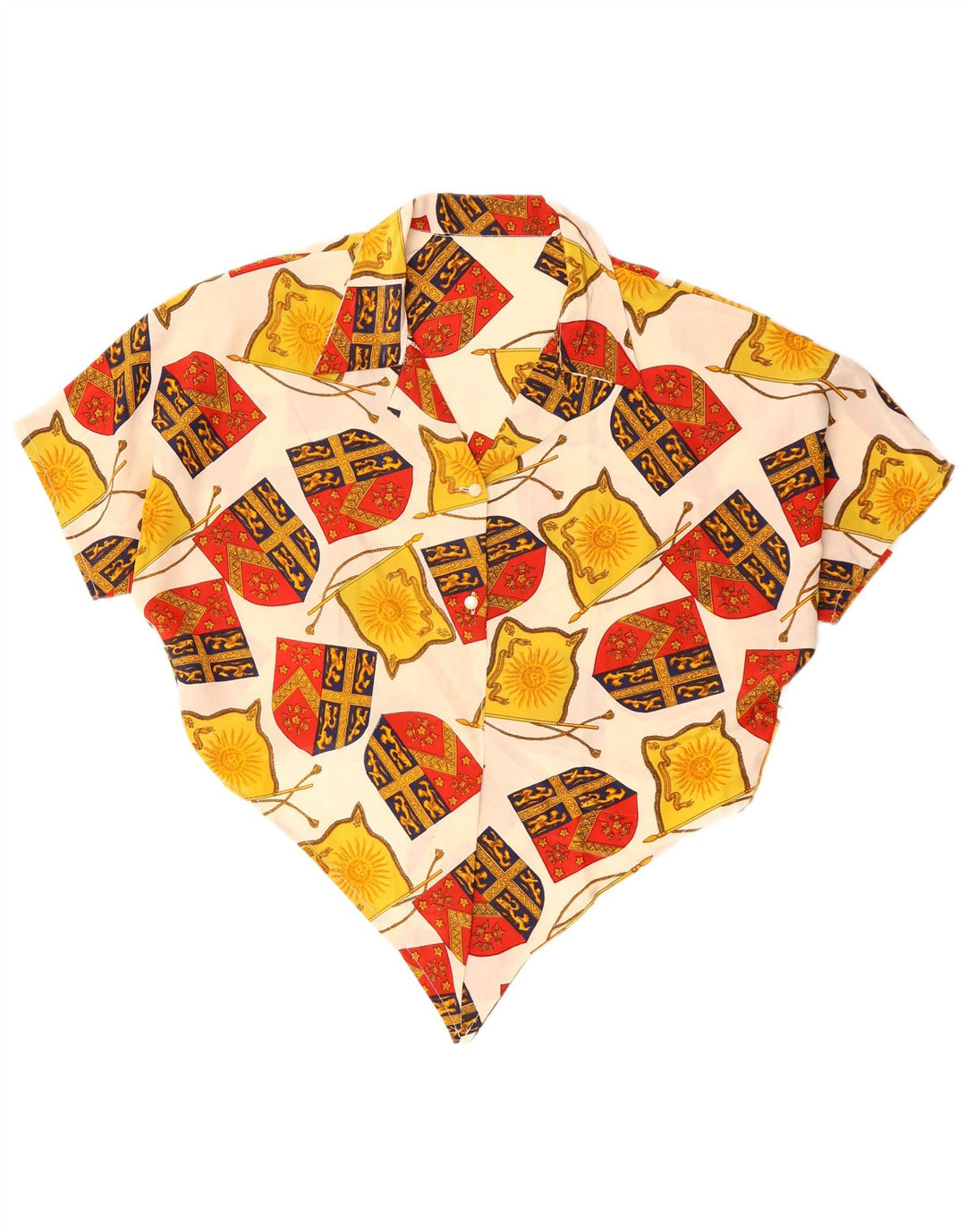 Vintage γυναικείο πουκάμισο με αφηρημένο σχέδιο μπλούζα UK 14 Large Off White