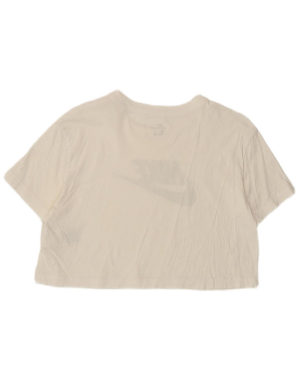 Γυναικείο μπλουζάκι Nike Crop γραφικό τοπ UK 14 μεσαίο λευκό βαμβακερό
