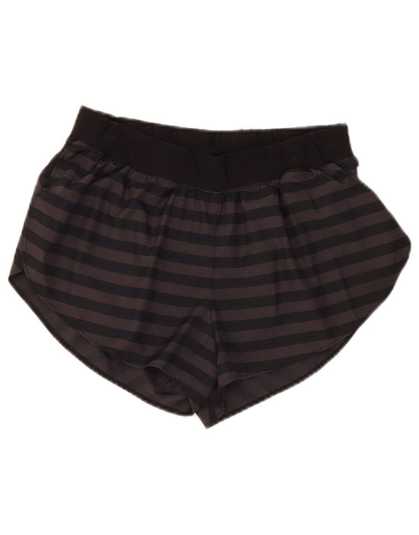 Adidas Womens Loose Fit Sport Shorts UK 8 Small Grey Striped Polyester