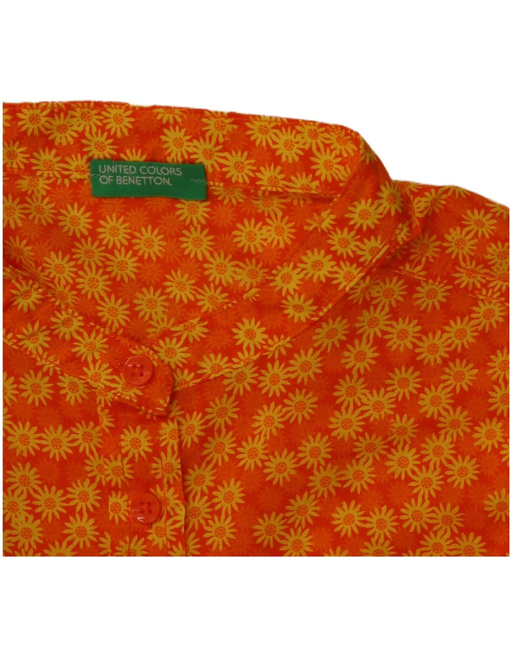 BENETTON Γυναικείο πουκάμισο Μπλούζα UK 12 Medium Orange Floral