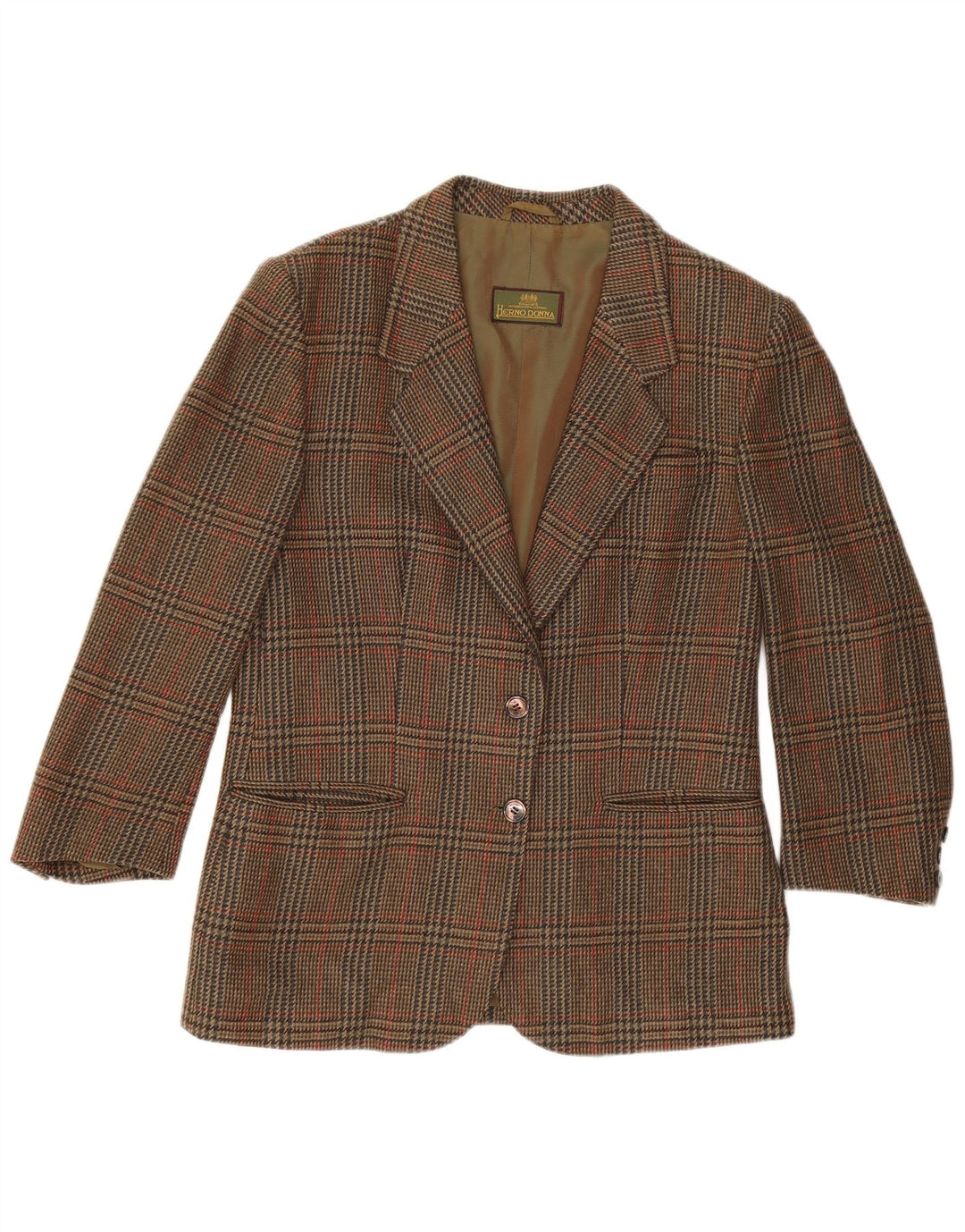 Herno Donna Γυναικείο Μπουφάν σακάκι IT 44 Μαλλί Houndstooth μεσαίου καφέ