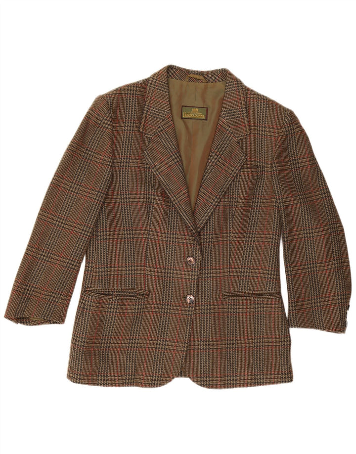 Herno Donna Γυναικείο Μπουφάν σακάκι IT 44 Μαλλί Houndstooth μεσαίου καφέ