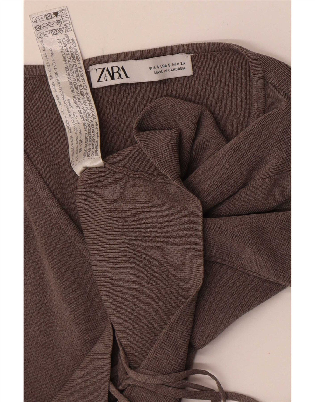 Zara Womens Crop Cardigan Top UK 8 Small Grey Viscose