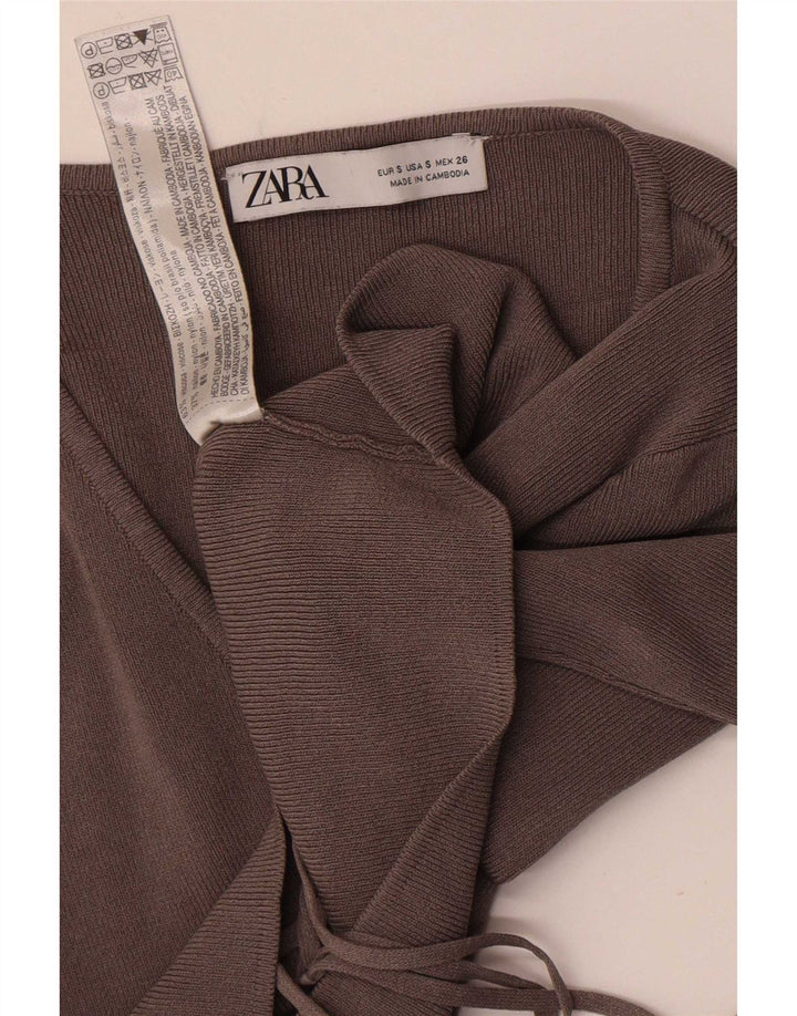Zara Womens Crop Cardigan Top UK 8 Small Grey Viscose