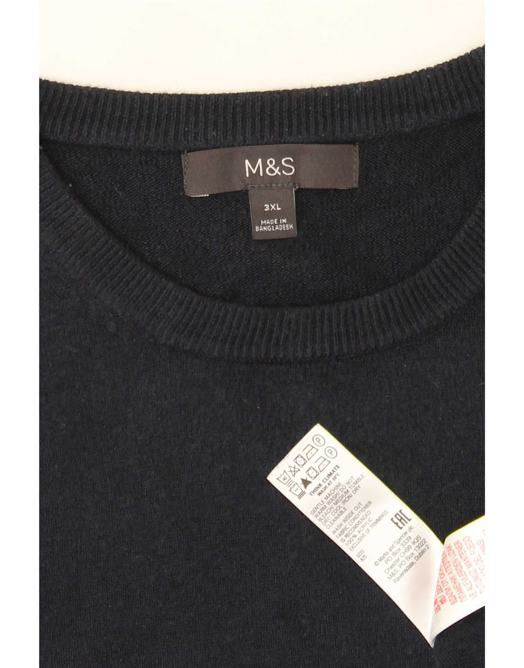 Ανδρικό πουλόβερ Marks & Spencer Crew Neck Jumper 3XL Navy Blue Acrylic