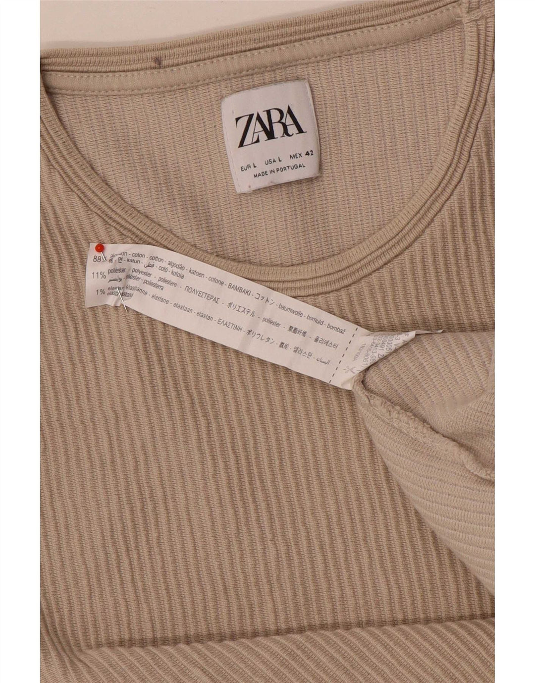 Zara Ανδρικό τοπ μακρυμάνικο μεγάλο μπεζ βαμβακερό