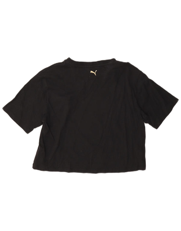 Γυναικείο γραφικό μπλουζάκι Puma Crop Top UK 14 Μεσαίο μαύρο βαμβακερό