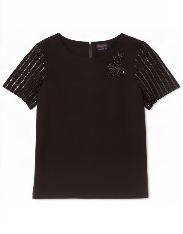 Luisa Spagnoli Γυναικεία μπλούζα τοπ UK 18 XL Μαύρο Floral Silk