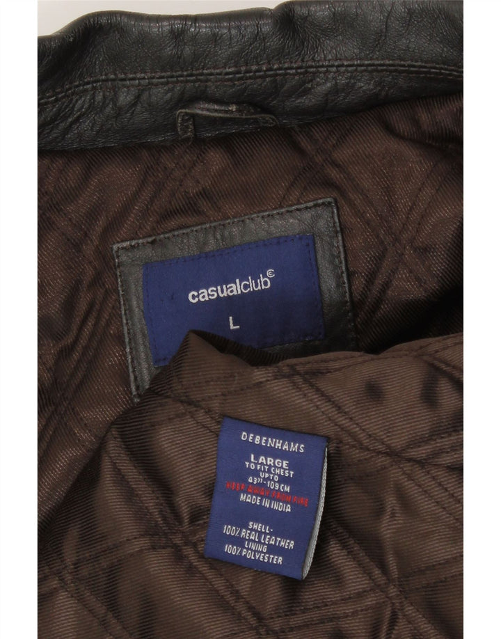 Debenhams Ανδρικό Δερμάτινο Μπουφάν UK 40 Large Μαύρο Δερμάτινο
