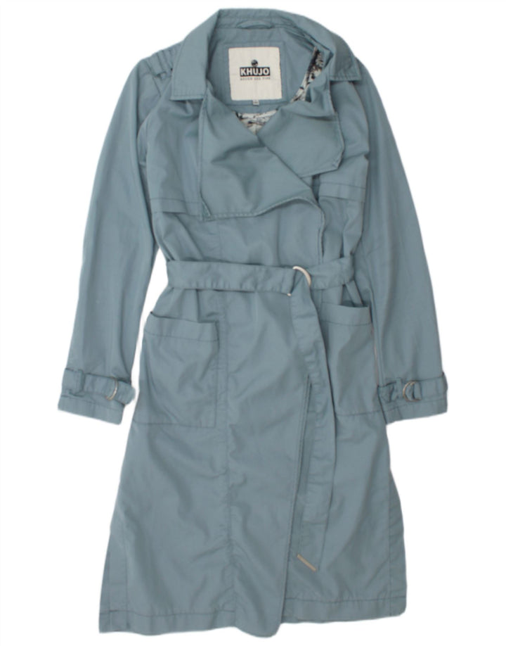 KHUJO Γυναικεία καμπαρντίνα UK 10 Small Blue Cotton