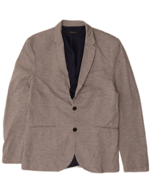 Zara Ανδρικό μπουφάν blazer 2 κουμπιών UK 42 XL Grey Polyester