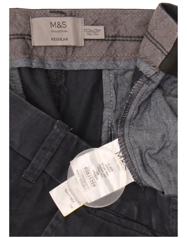 Marks & Spencer Ανδρικό ίσιο κανονικό παντελόνι Chino W38 L31 Navy Blue