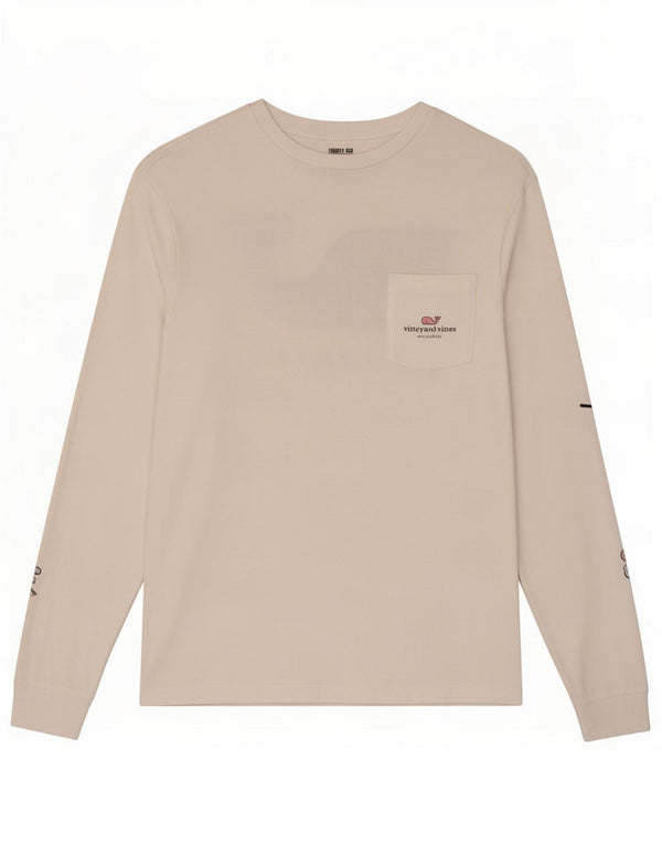 Vineyard Vines Ανδρικό γραφικό μπλουζάκι μακρυμάνικο XS λευκό βαμβακερό