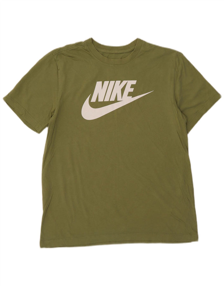Ανδρικό γραφικό μπλουζάκι Nike, μεσαίο πράσινο βαμβακερό