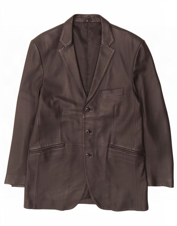 Ben Sherman Ανδρικό Δερμάτινο Μπουφάν με 3 Κουμπιά UK 40 Large Black