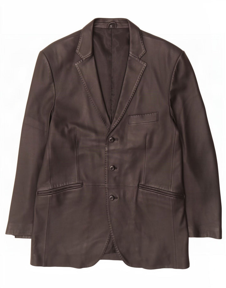 Ben Sherman Ανδρικό Δερμάτινο Μπουφάν με 3 Κουμπιά UK 40 Large Black