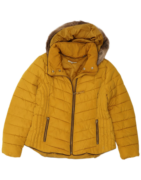 Joules Γυναικείο μπουφάν με κουκούλα UK 18 XL κίτρινο πολυεστέρας
