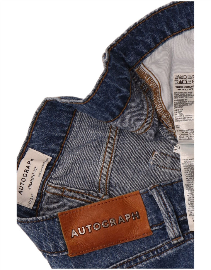Marks & Spencer Ανδρικό Αυτόγραφο Straight Jeans W34 L29 Μπλε βαμβακερό