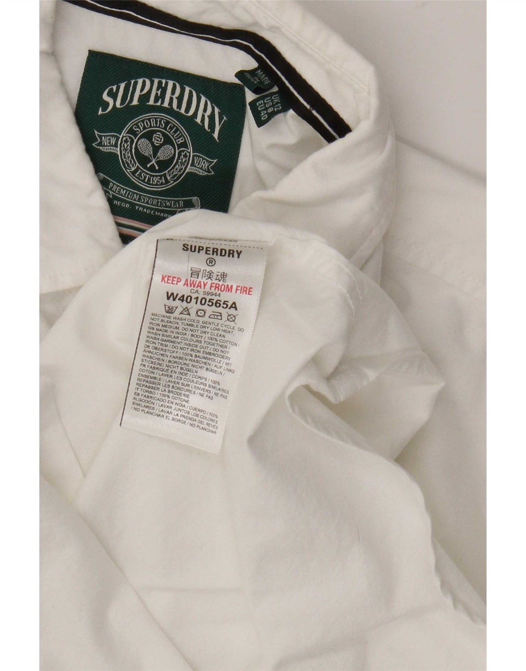 Superdry γυναικείο πουκάμισο UK 12 μεσαίο λευκό βαμβακερό