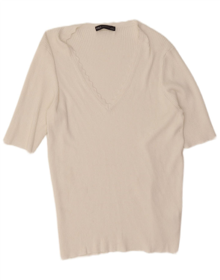 Marks & Spencer Γυναικείο T-Shirt Top UK 16 Large White Viscose