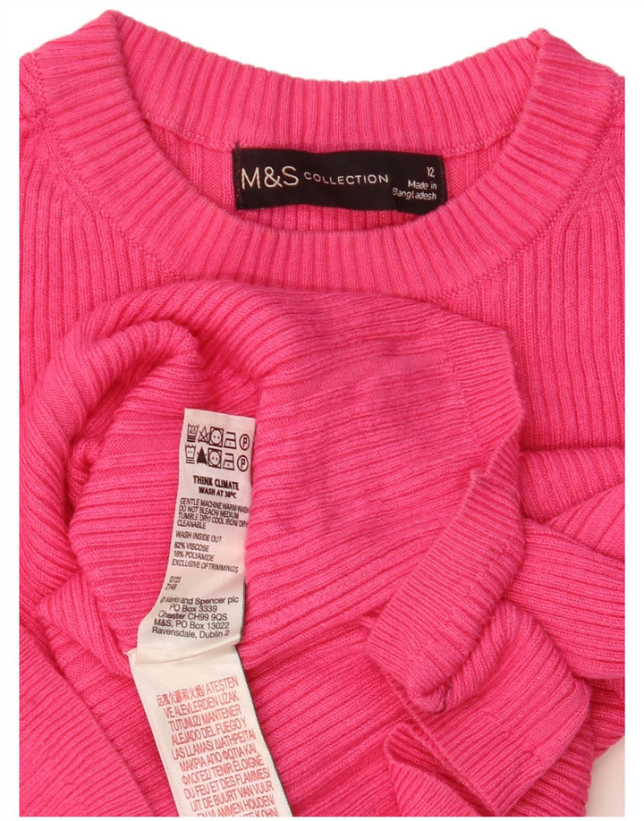 Marks & Spencer Γυναικείο πουλόβερ με λαιμόκοψη 12 μεσαίου ροζ βισκόζη
