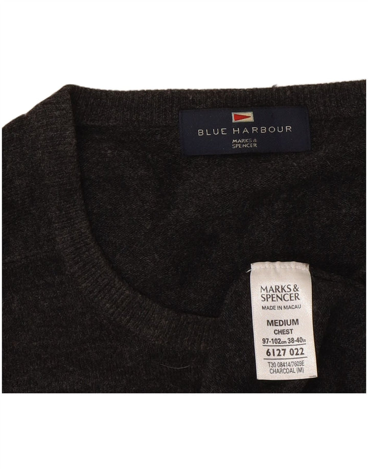 Marks & Spencer Ανδρικό πουλόβερ με λαιμόκοψη μεσαίο γκρι ακρυλικό
