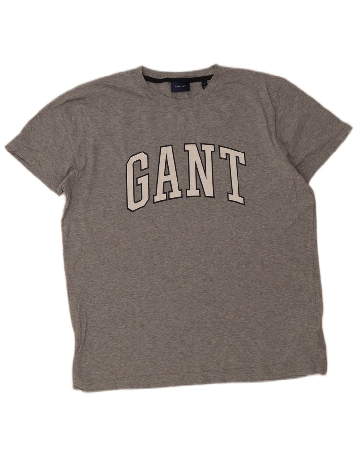 Ανδρικό γραφικό T-Shirt Gant Top Larg γκρι βαμβακερό