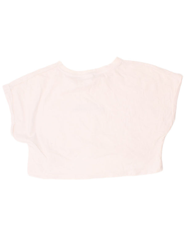 Zara Girls Crop Graphic T-Shirt Top 9-10 Years Λευκό