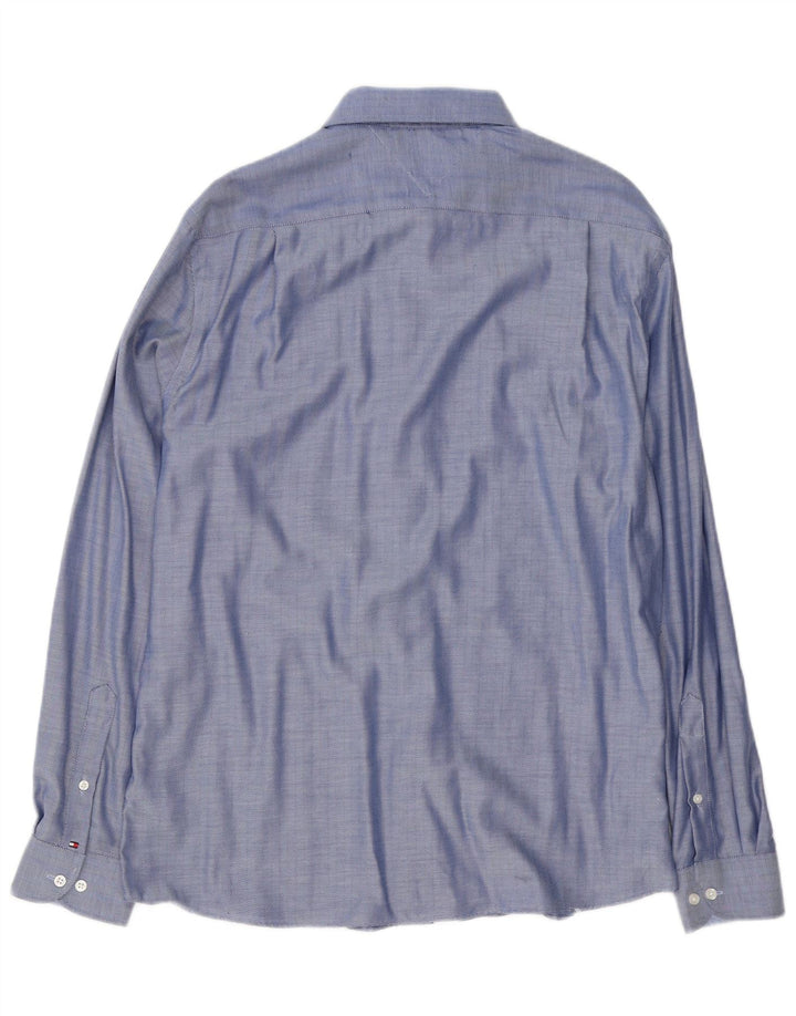 Ανδρικό πουκάμισο Tommy Hilfiger Size 16 1/2 Large Blue από βαμβακερό ψαροκόκκαλο