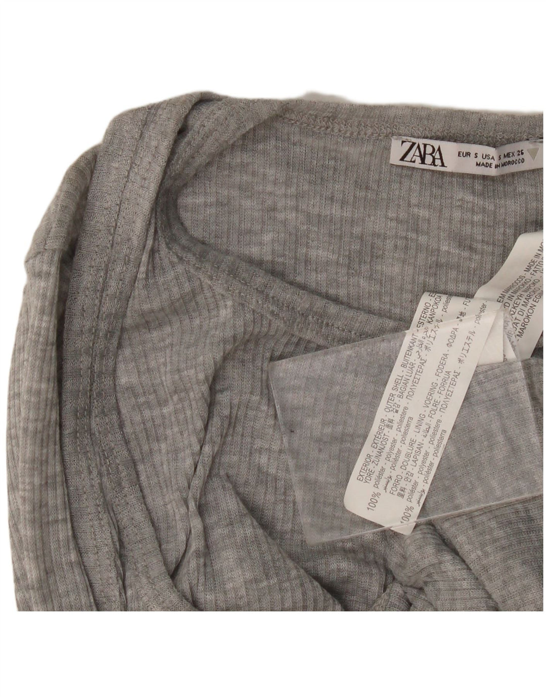 Zara Γυναικείο τοπ μακρυμάνικο UK 8 Small Grey Flecked Polyester