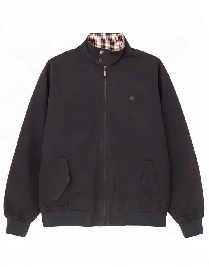 Penguin Mens Bomber Jacket UK 40 Large Navy Blue Cotton