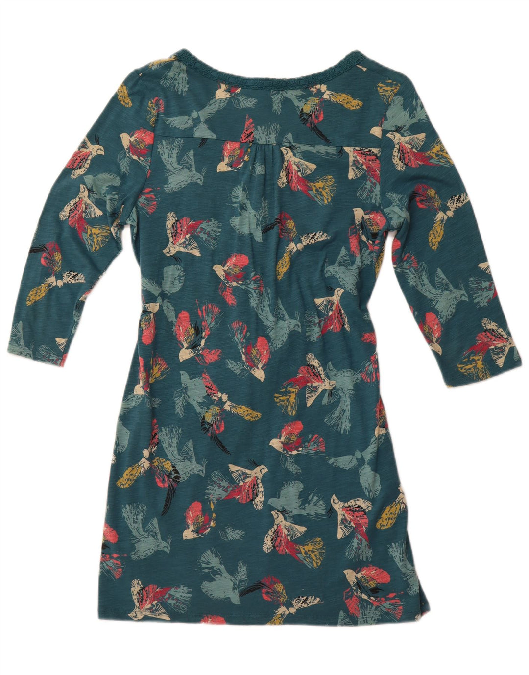 WHITE STUFF Γυναικείο φόρεμα με μανίκια 3/4 γραφικά UK 12 μεσαίο πράσινο