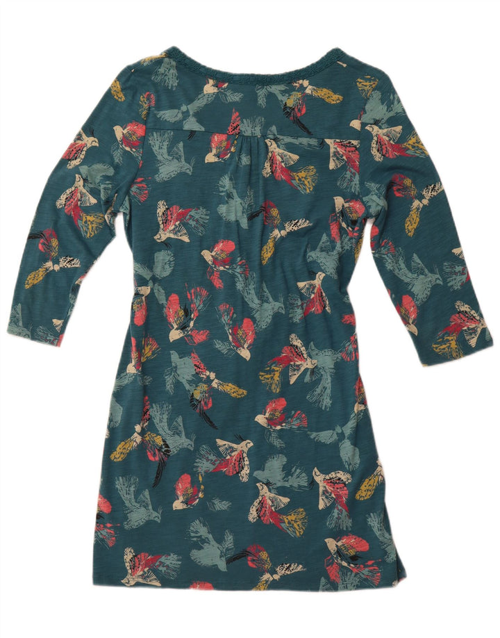 WHITE STUFF Γυναικείο φόρεμα με μανίκια 3/4 γραφικά UK 12 μεσαίο πράσινο