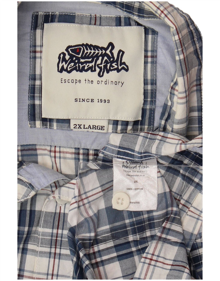 Ανδρικό κοντομάνικο πουκάμισο WEIRD FISH 2XL Μπλε βαμβακερό