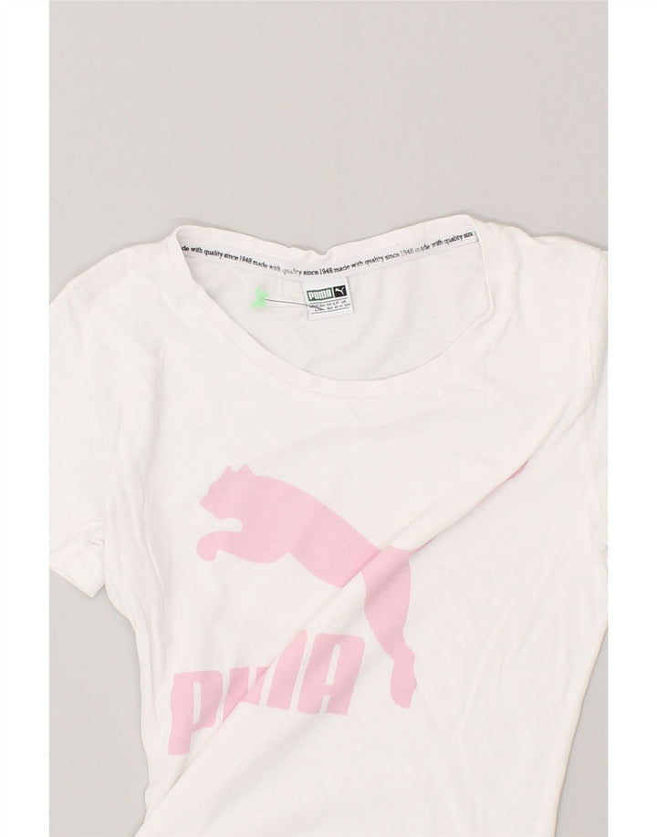 PUMA Girls Graphic T-Shirt Top 11-12 Years White Cotton | Vintage Puma | Thrift | Second-Hand Puma | Used Clothing | Messina Hembry 