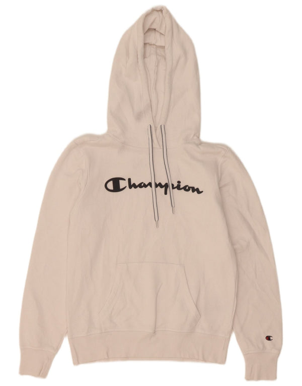 Champion Womens Graphic Hoodie Jumper UK 10 Small White Cotton