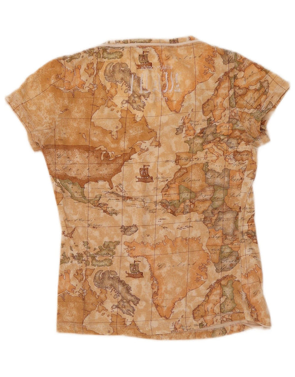ALVIERO MARTINI Γυναικείο T-Shirt 1' CLASSE γραφικό τοπ UK 12 Medium Beige